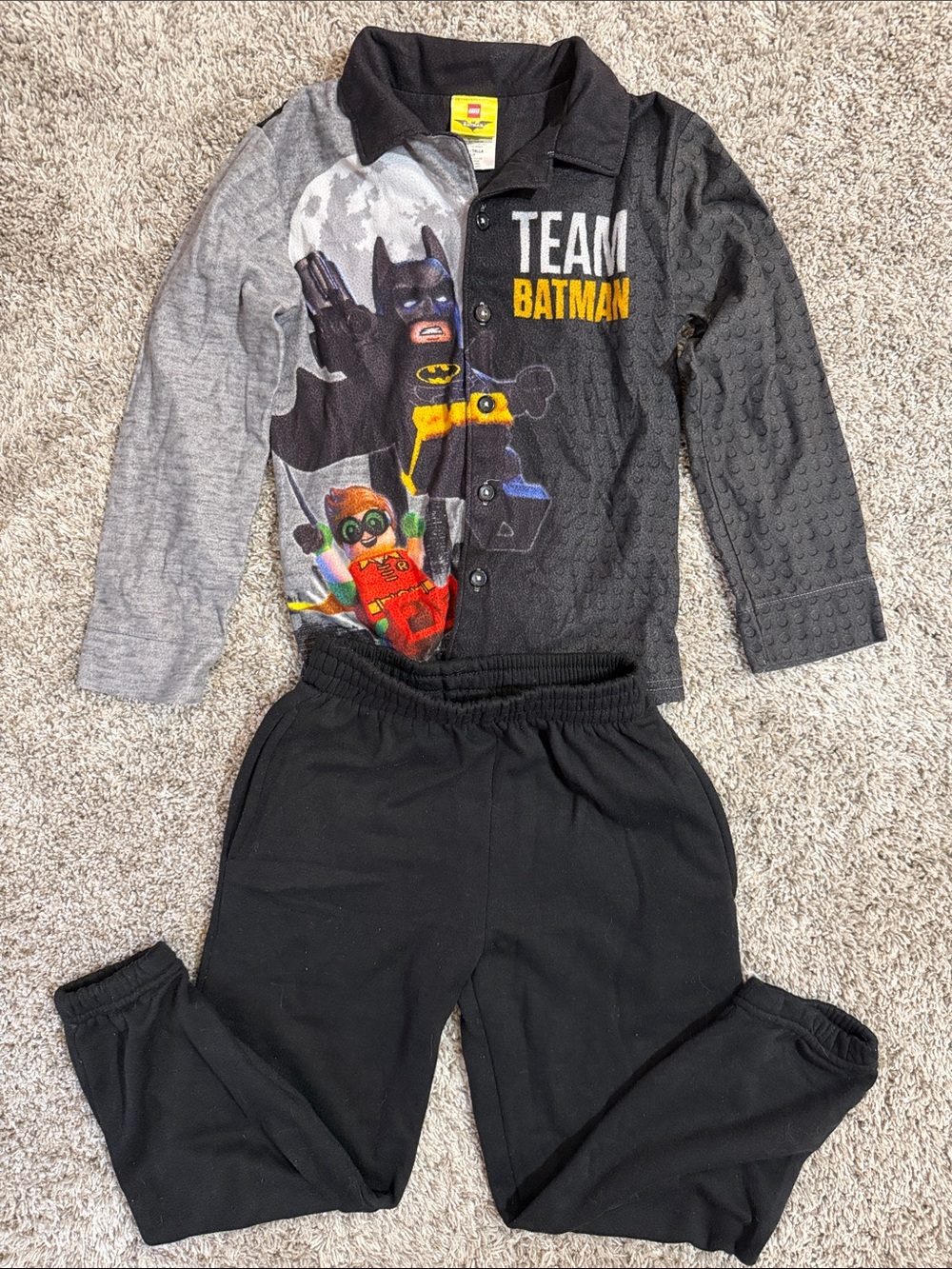 LEGO Batman Kids Black and Gray Team Batman Pajama Set Size 6/7